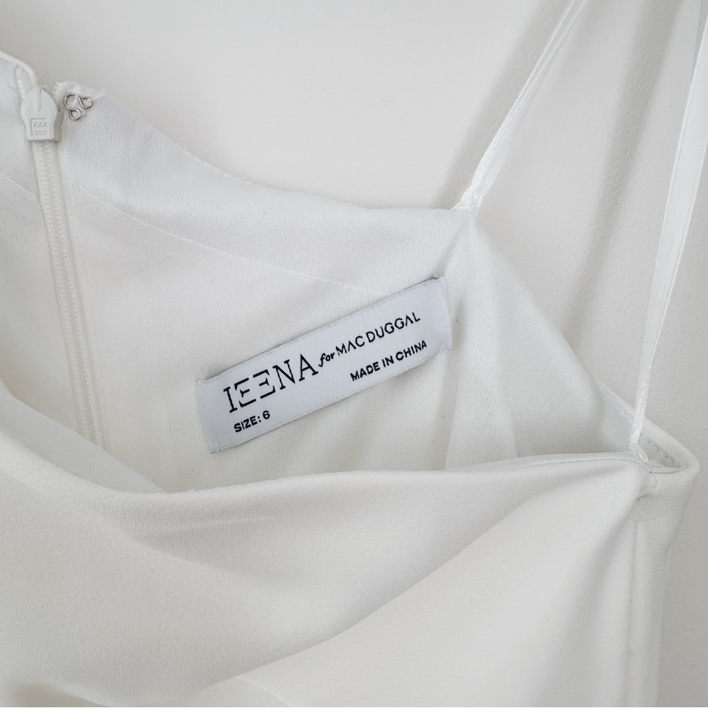NEW Mac Duggal Women’s Leena White Bow-Shoulder Jersey Sheath Gown - Picture 5 of 16